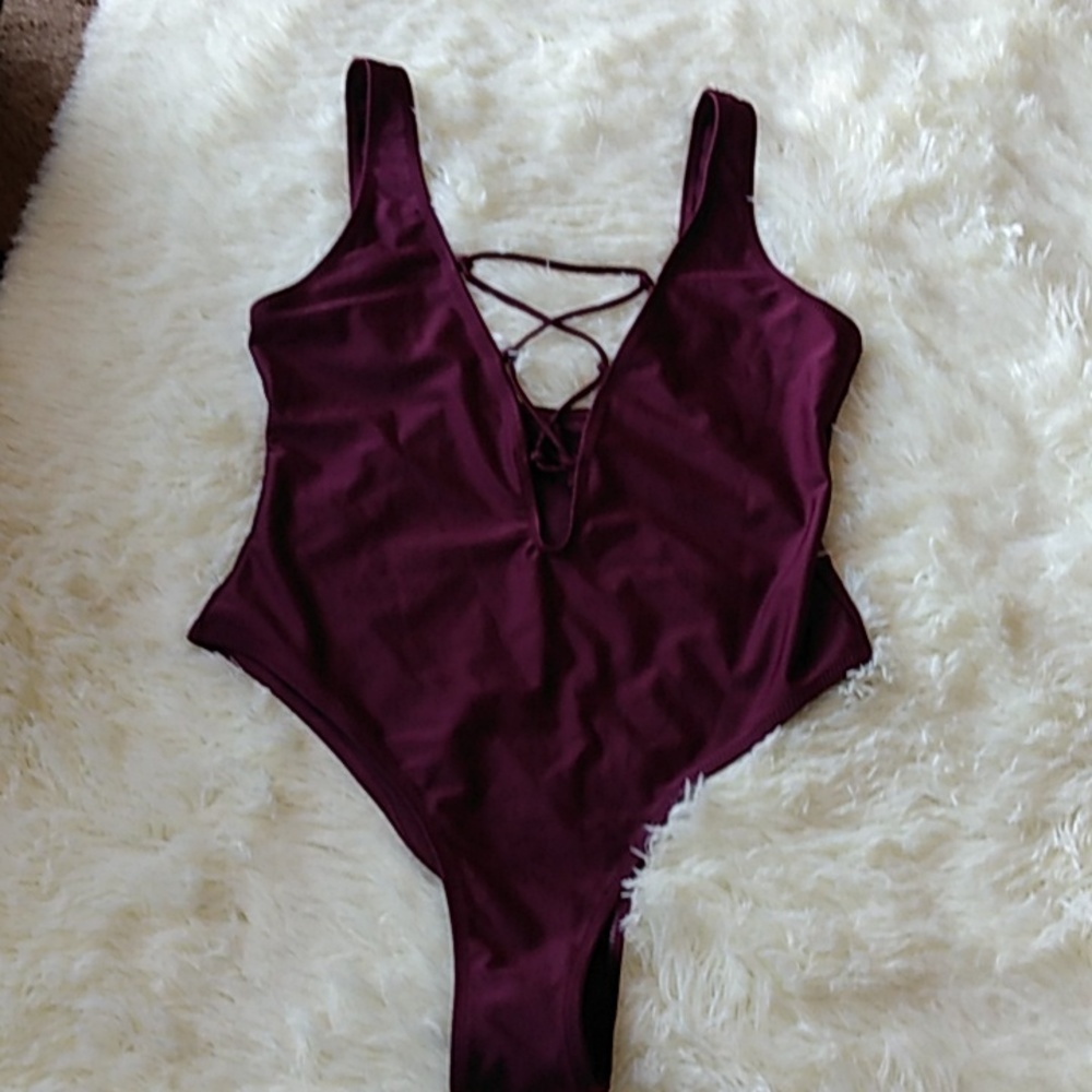Deep purple one piece swimsuit